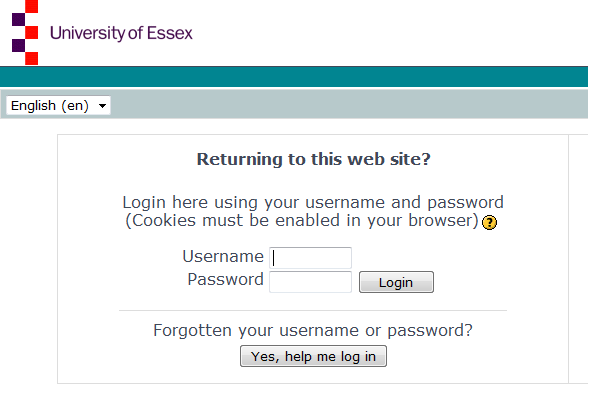 Moodle login screenshot 